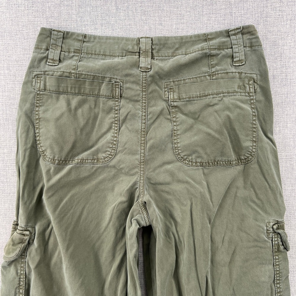 American Eagle Super High Rise Baggy Wide Leg Cargo Pants Women 8 Olive Green - Picture 9 of 13
